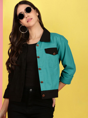 VOXATI Full Sleeve Colorblock Women Denim Jacket