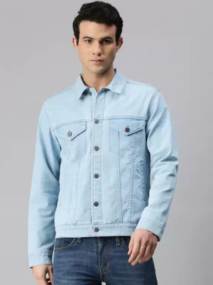 Linaria Full Sleeve Solid Men Denim Jacket