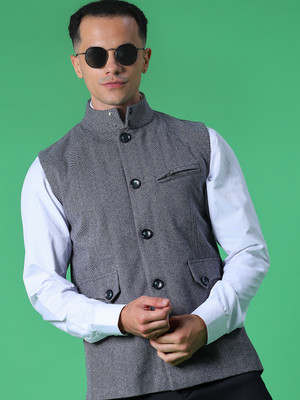 V-MART Sleeveless Self Design Men Jacket