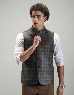 MONTE CARLO Sleeveless Checkered Men Jacket