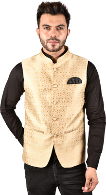Divastri Sleeveless Woven Design Men Jacket