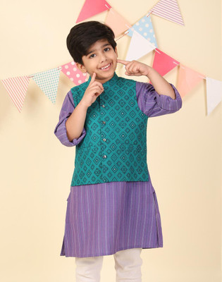 Fabindia Sleeveless Printed Boys Jacket