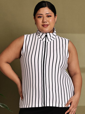 Rute Sleeveless Solid, Striped Women Jacket