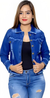 Beee simple Full Sleeve Solid Girls Denim Jacket