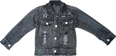 TUFAN Full Sleeve Self Design Girls Denim Jacket