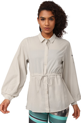 REEBOK Women Solid Casual Beige Shirt