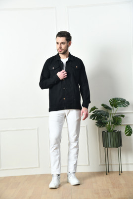 Linaria Full Sleeve Solid Men Denim Jacket