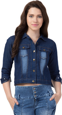FUNDAY FASHION 3/4th Sleeve Solid Women Denim Jacket