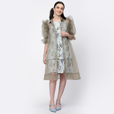 LELA 3/4th Sleeve Floral Print Women Jacket