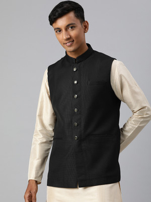 Manthan Sleeveless Self Design Men Jacket