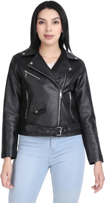 Leather Retail Full Sleeve Solid Women Jacket