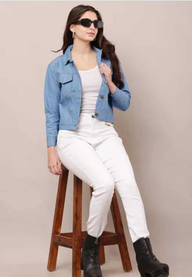 Addition Full Sleeve Washed Women Denim Jacket