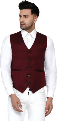 JIHUZUR Solid Men Waistcoat