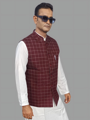 GRT Sleeveless Checkered Men Jacket