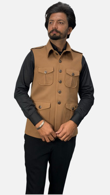 gargian master cut Sleeveless Self Design Men Jacket