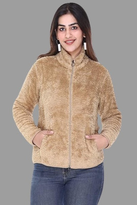 plush Full Sleeve Self Design Women Jacket