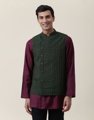 Fabindia Sleeveless Woven Design Men Jacket