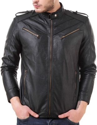 Leather Retail Full Sleeve Solid Men Jacket