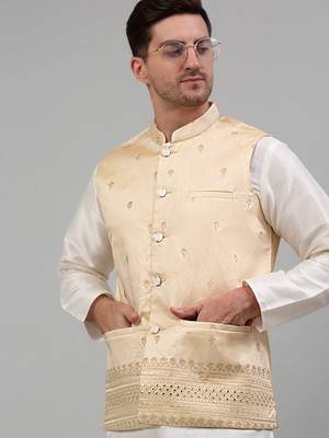 Jompers Sleeveless Self Design Men Jacket