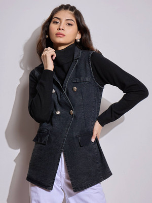 SASSAFRAS Sleeveless Solid Women Denim Jacket
