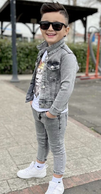 Mysha clothing Full Sleeve Printed Boys Denim Jacket