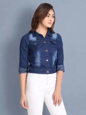 simran collections 3/4th Sleeve Washed Women Denim Jacket