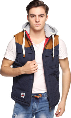 VOXXATI Sleeveless Solid Men Jacket
