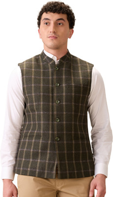 COLORPLUS Sleeveless Checkered Men Jacket