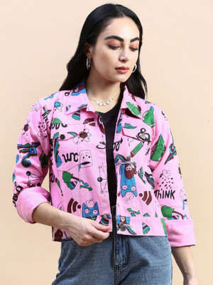VOXATI Full Sleeve Printed Women Denim Jacket
