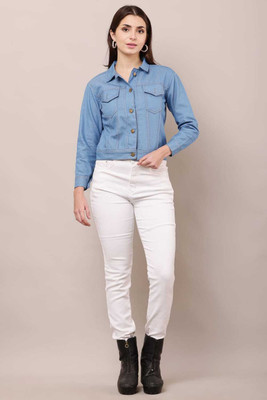 HrCollection Full Sleeve Solid Women Denim Jacket