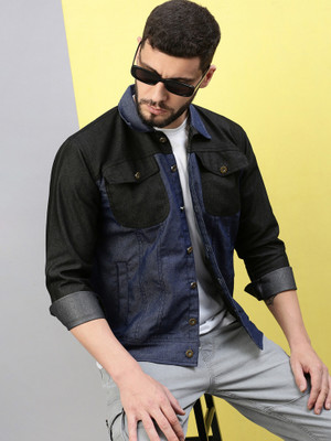 VOXATI Full Sleeve Colorblock Men Denim Jacket