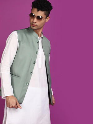V-MART Sleeveless Solid Men Jacket