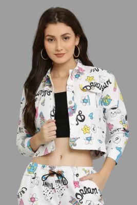 ATLY 3/4th Sleeve Printed Women Denim Jacket