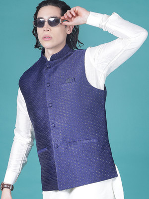 V-MART Sleeveless Self Design, Printed Men Jacket