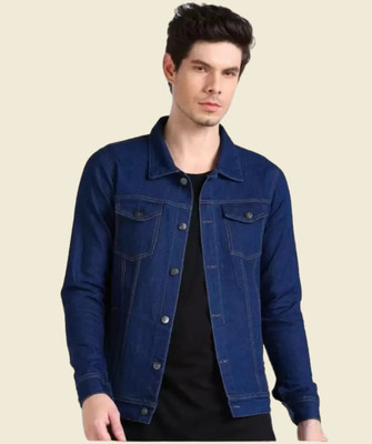 Flaring Full Sleeve Solid Men Denim Jacket
