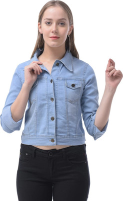 ANJUM APPARELS 3/4th Sleeve Washed Women Denim Jacket