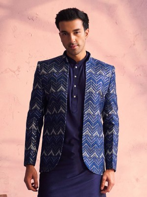 VASTRAMAY Full Sleeve Embroidered, Embellished Men Jacket