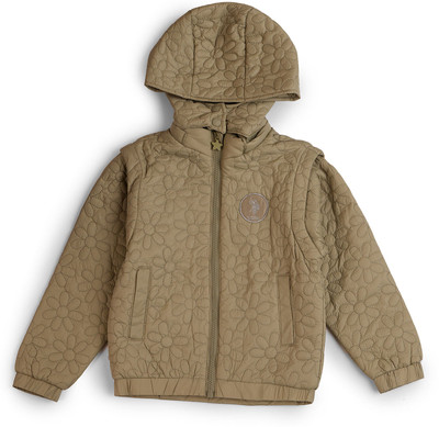 U.S. POLO ASSN. Full Sleeve Solid Baby Girls Jacket