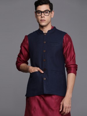 Indo Era Sleeveless Solid Men Jacket