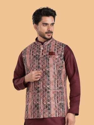 TRENDS OF ETHNIC Sleeveless Printed Men Jacket