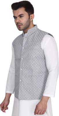 Aaryavar Sleeveless Checkered Men Jacket