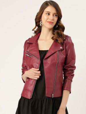 Leather Retail Full Sleeve Solid Women Jacket