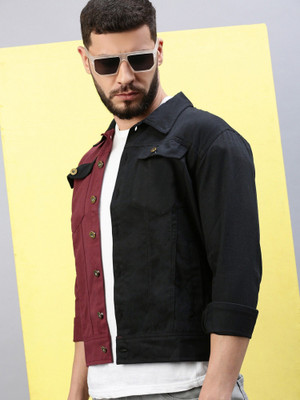 ANISHANFASHIONS Full Sleeve Colorblock Men Denim Jacket