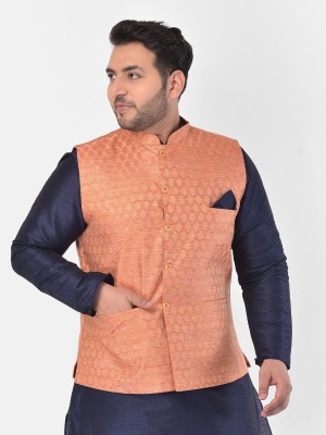 DEYANN PLUS Sleeveless Woven Design Men Jacket