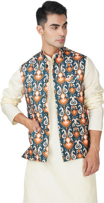 Vastraa Fusion Sleeveless Floral Print Men Jacket