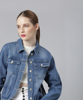 SHOWOFFFF Full Sleeve Washed Women Denim Jacket