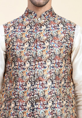 Aany's Culture Sleeveless Floral Print Men Jacket