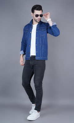 Linaria Full Sleeve Solid Men Denim Jacket