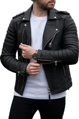 Biker Full Sleeve Solid Men Jacket