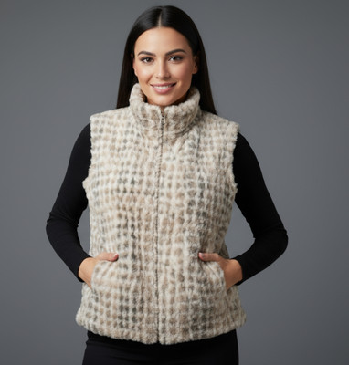 Wineberry Sleeveless Self Design Women Jacket